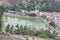 White pond at the center of the city in Shravanabelagola