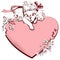 White Poodle Dog and heart symbol of love. Greeting card for valentines day