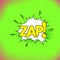 White pop-art style explosion cloud with text zap retro background