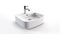 White porcelain ceramic wash basin in minimal bathroom, 3d illustration. Generative AI