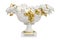 White porcelain vase with golden grapes isolated
