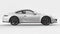 White Porsche 911 three-dimensional raster illustration on a white background. 3d rendering.