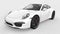 White Porsche 911 three-dimensional raster illustration on a white background. 3d rendering.