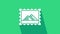 White Postal stamp and Egypt pyramids icon isolated on green background. 4K Video motion graphic animation