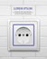 White power socket with shadow isolated. Realistic socket of european standard