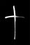 White prayer cross vector illustration. Catholic religion symbol hand drawn paint brush illustration with typography
