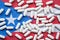 White prescription pills on Puerto Rico flag background