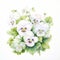 White Prosperity Pansy Watercolor Painting On White Background