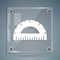 White Protractor grid for measuring degrees icon isolated on grey background. Tilt angle meter. Measuring tool