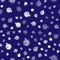White Puffer fish icon isolated seamless pattern on blue background. Fugu fish japanese puffer fish. Vector