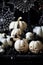 white pumpkins black bats stylish halloween interior decoration, Generative AI