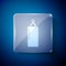 White Punching bag icon isolated on blue background. Square glass panels. Vector