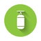 White Punching bag icon isolated with long shadow. Green circle button. Vector Illustration