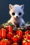 white puppy wolf in Christmas theme