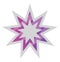 White and purple Bahai star symbol vector illustration on a