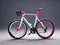 white and purple color 3d render bicycle with gradient background