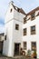 White quaint house in picturesque village of Culross, Scotland, UK - Outlander TV series location