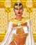 White Queen. Egyptian digital art fantasy image of a goddess in white and gold.