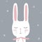 White Rabbit Bunny Cute adorable animal. Baby shower postcard, birthday, easter. Children illustration