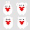White rabbit cat kitten hare bear dog puppy head face set holding red origami paper heart. Happy Valentines Day. Cute cartoon