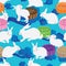 White rabbit colorful moon cake seamless pattern