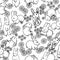 White rabbits coloring page - seamless pattern with 2023 year symbol. Zodiac New Year. Doodle cartoonish animals. Fabric and