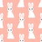 White rabbits seamless pink pattern