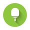 White Racket for playing table tennis icon isolated with long shadow. Green circle button. Vector Illustration