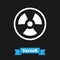 White Radioactive icon isolated on black background. Radioactive toxic symbol. Radiation Hazard sign. Vector