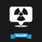 White Radioactive in location icon isolated on black background. Radioactive toxic symbol. Radiation Hazard sign. Vector