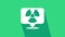 White Radioactive in location icon isolated on green background. Radioactive toxic symbol. Radiation Hazard sign. 4K