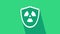 White Radioactive in shield icon isolated on green background. Radioactive toxic symbol. Radiation Hazard sign. 4K Video