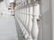 White railing. Beautiful vintage white concrete balcony railing