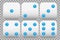 White realistic dice collection with blue dots set of 6 vector available