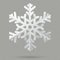 White realistic folded paper Christmas snowflake with shadow isolated on transparent background. EPS 10