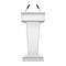 White realistic podium with microphone or pulpit