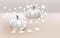 White realistic pumpkins and warm lights vector greeting card background