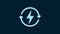 White Recharging icon isolated on blue background. Electric energy sign. 4K Video motion graphic animation