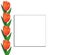 White rectangle for photo or text framed by tulips. For a social network. Light orange tulips with green leaves. Hand drawn by