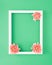 White rectangular frame decorated with flowers and a place for a message