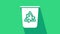 White Recycle bin with recycle symbol icon isolated on green background. Trash can icon. Garbage bin sign. Recycle