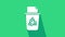 White Recycle bin with recycle symbol icon isolated on green background. Trash can icon. Garbage bin sign. Recycle