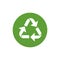 White recycle icon on green circle illustration