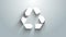 White Recycle symbol icon isolated on grey background. Circular arrow icon. Environment recyclable go green. 4K Video