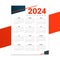 white and red 2024 new year annual calendar layout design