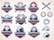 White, red and blue Vector Baseball logos