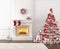 White and red christmas fireplace
