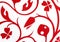 White with red flowers fantasy pattern wallpaper background