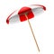 White and red striped beach umbrella. Highly realistic illustration