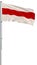 White-red-white flag historical symbol of Belarusians on flagpole waving in the wind, white background, realistic 3D rendering, 3D